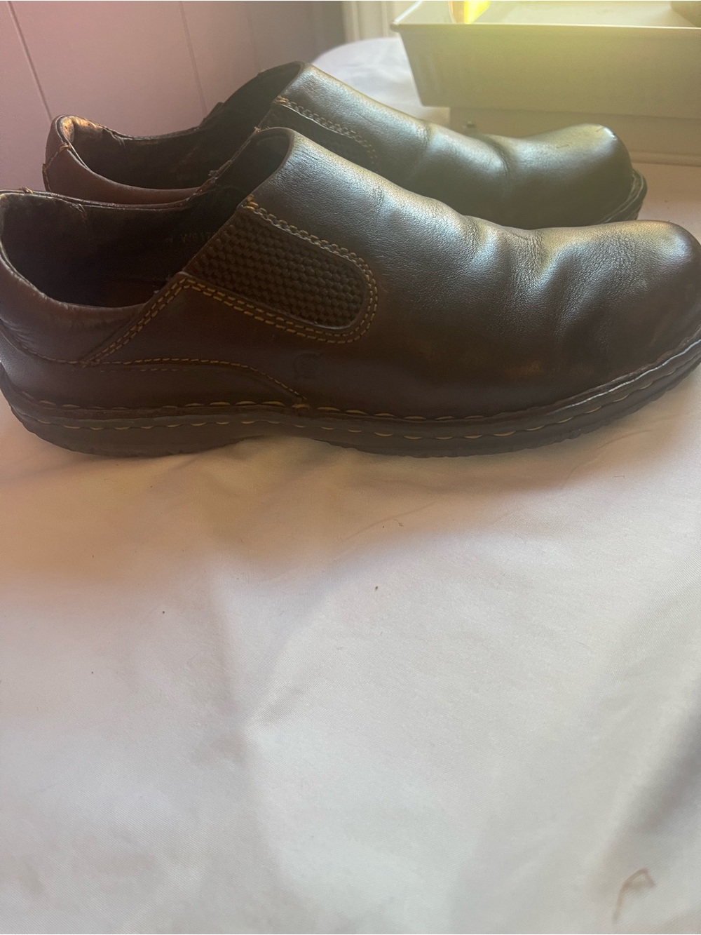 Born Men's Slip-On Leather Casual Shoes - chocolate